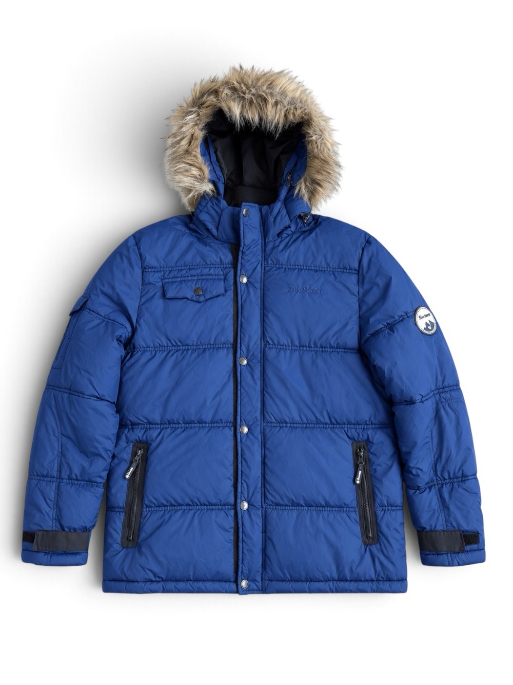Bearpaw Faux Fur Hooded Puffer Jacket Warm Winter Coat Blue Size XL